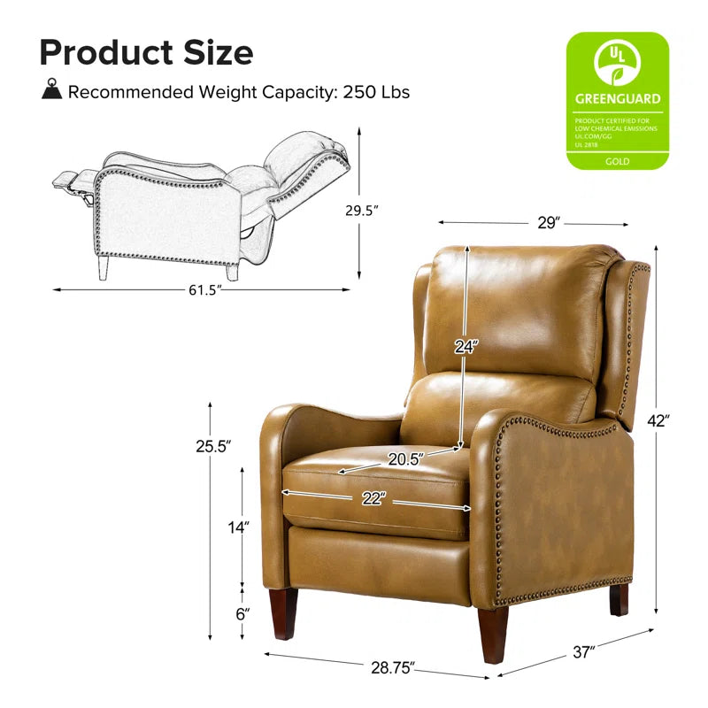 vintage style tan leather recliner
