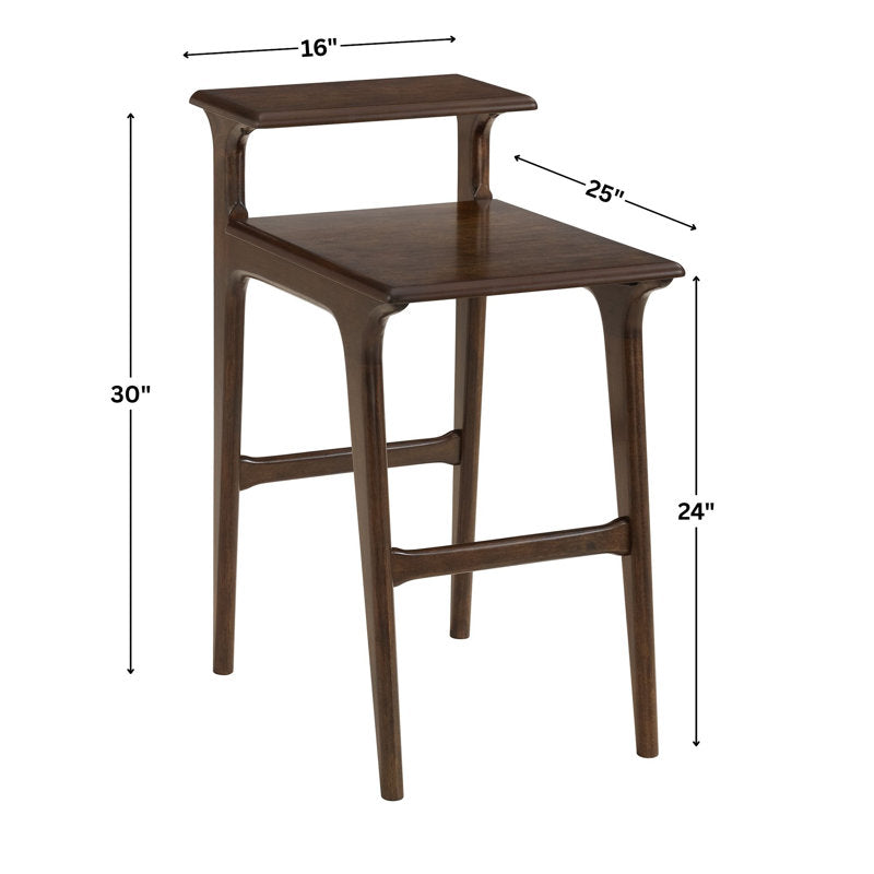 Space-saving teak wood sofa table