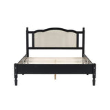 Premium teak wood bed frame with cane panel