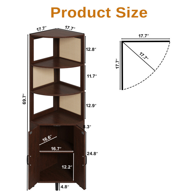 Contemporary teak wood corner shelf for living room décor
