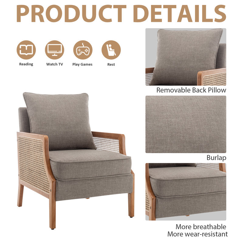 Contemporary cane and teak wood lounge seating