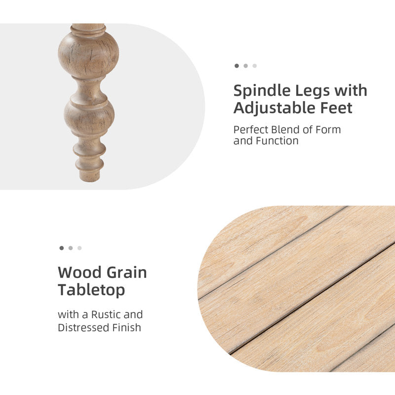 Rustic wooden coffee table with turned leg detailing
