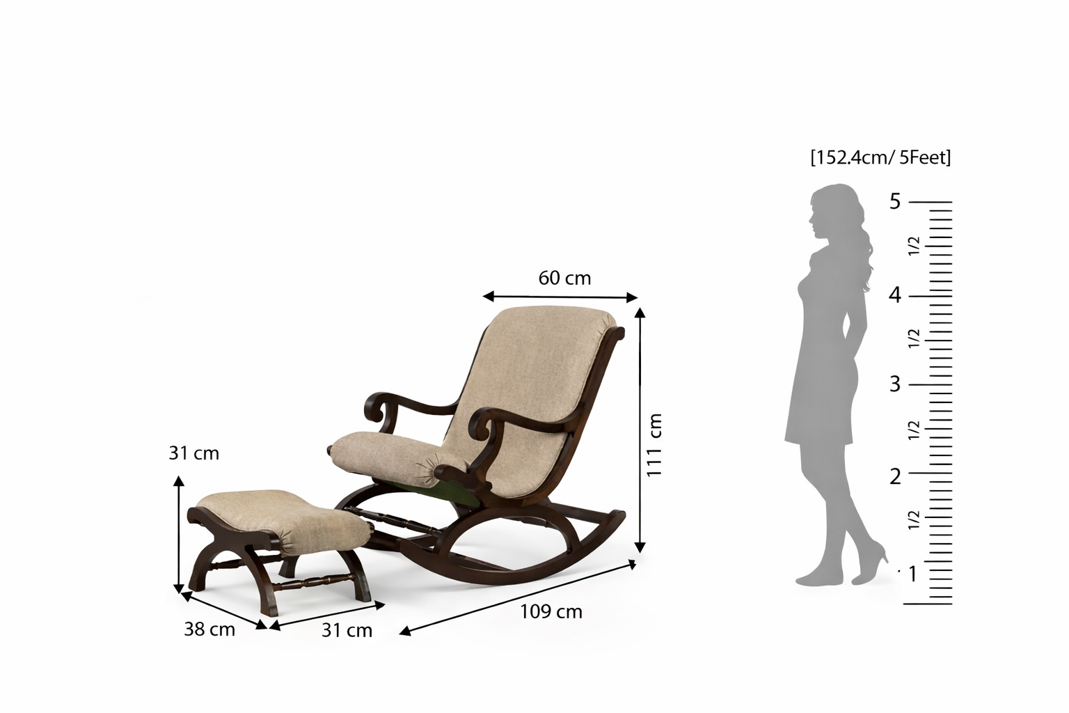Premium Wooden Rocking Chair with Footrest for Ultimate Comfort