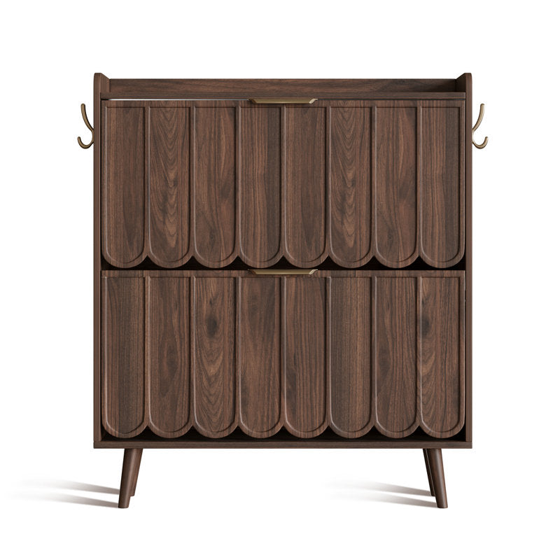 Entryway shoe storage cabinet with tapered wooden legs