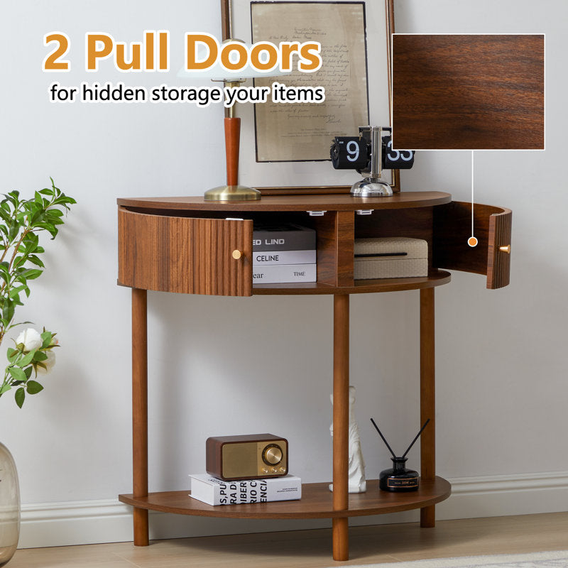 Designer wooden entryway table with concealed storage
