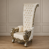 Royal luxury teak wood throne chair with high back