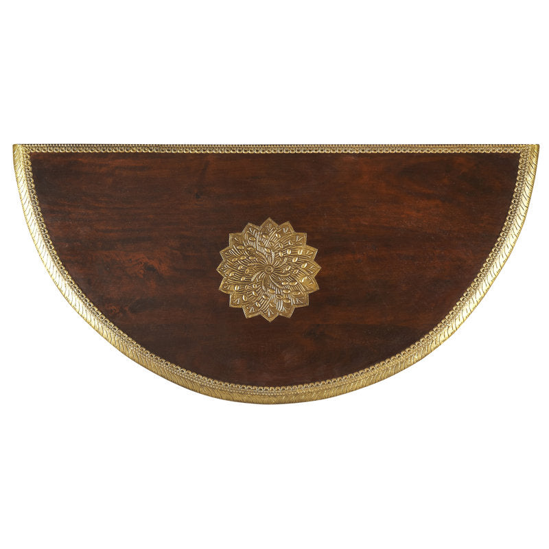 Premium teak wood foyer table with brass accents