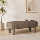 Modern teak wood upholstered bench for living room