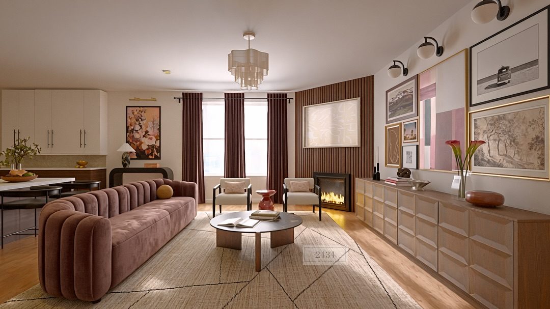 Modern curved bouclé sofa for contemporary living room