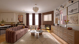 Modern curved bouclé sofa for contemporary living room