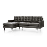 Contemporary L-shaped living room sofa crafted from solid teak wood.