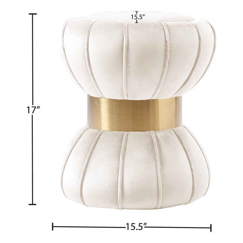 Plush upholstered designer ottoman