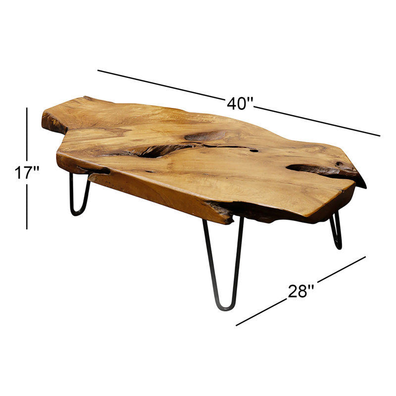 Modern rustic teak wood coffee table