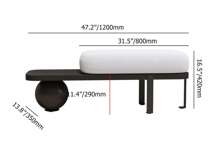 Scandinavian style teak wood upholstered bench