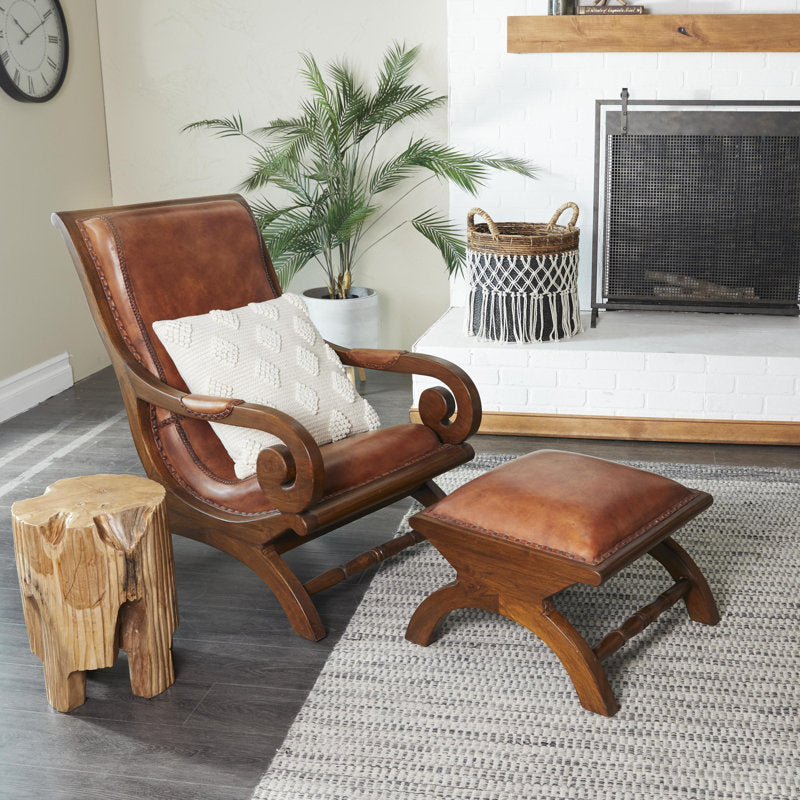 Premium teak wood accent chair for living room