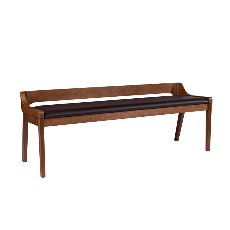 teak wood bench with padded seat