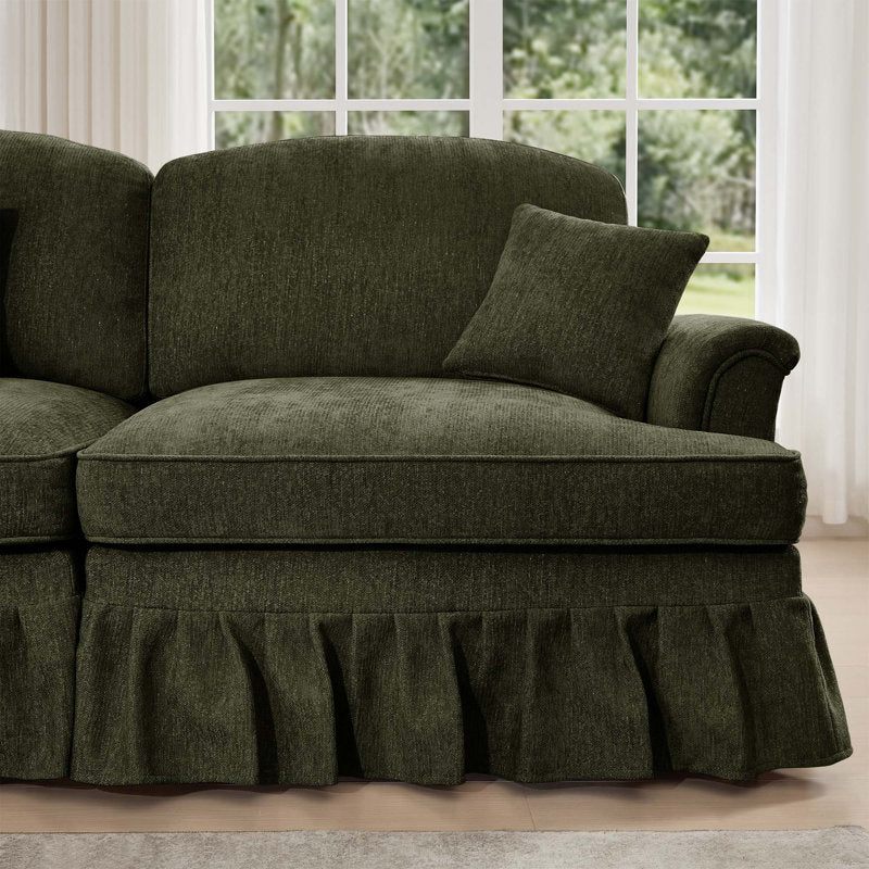 Modern farmhouse sectional sofa in olive green