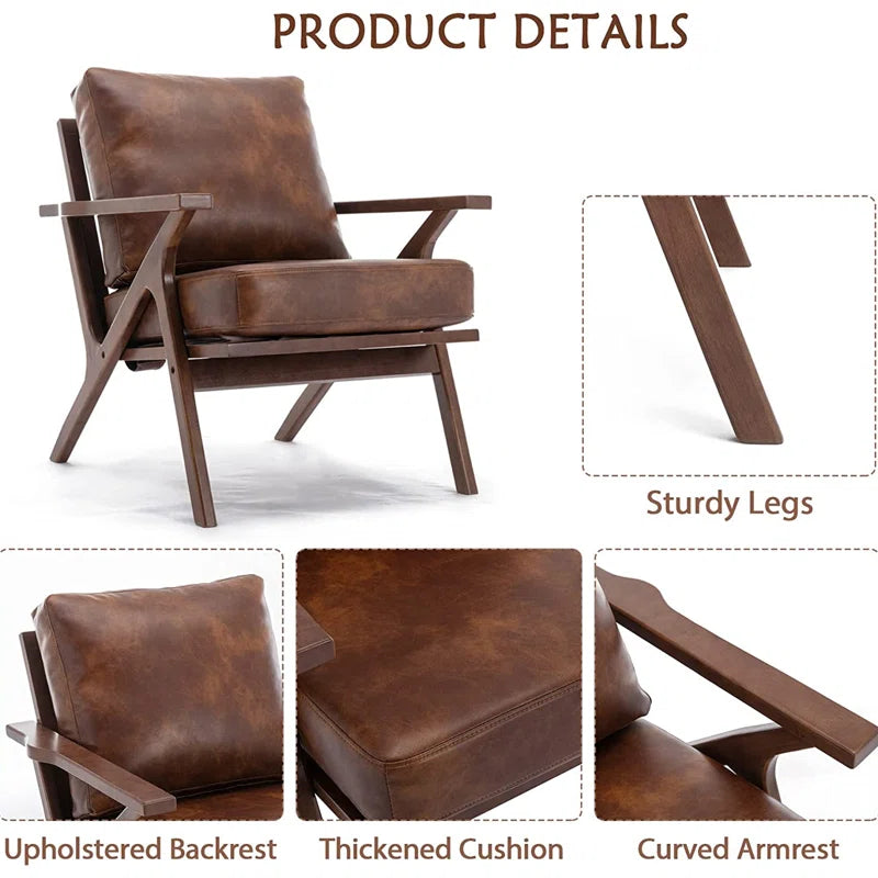 Premium teak wood armchair with cushioned seat