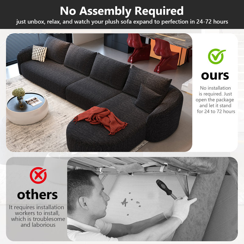 Elegant beige sectional sofa with rounded edges