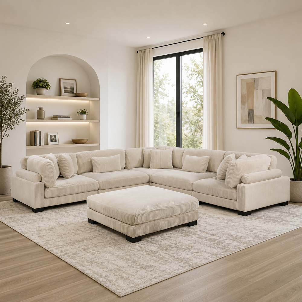 Luxury teak wood sectional sofa set for living room