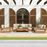 Modern patio teak sofa with table