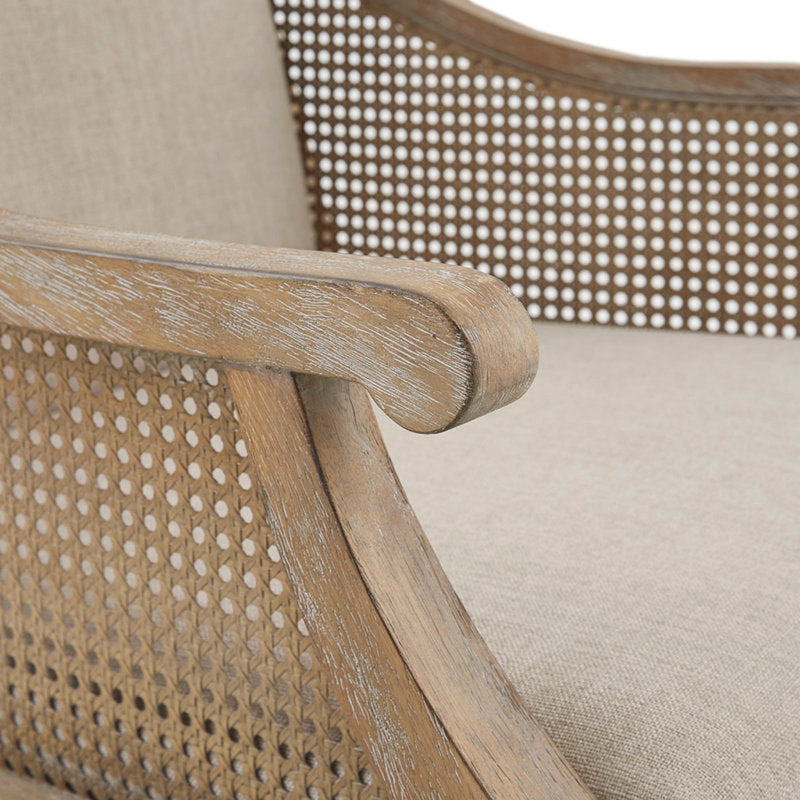 Premium teak wood arm chair with upholstered back