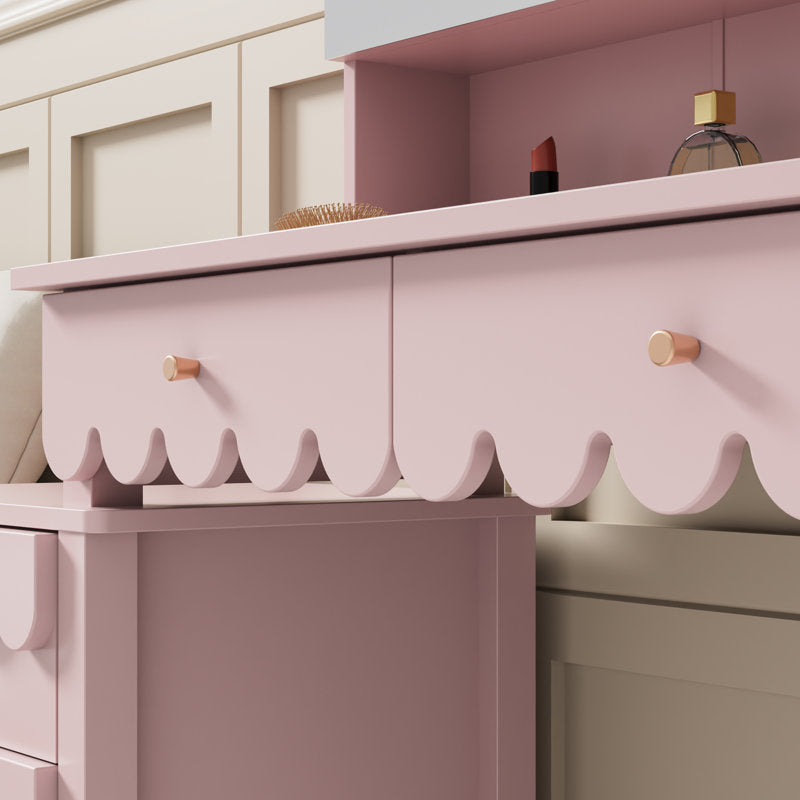 Designer pink vanity table with LED lighting mirror