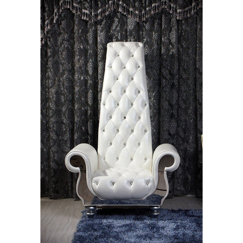 Royal Tufted Teak Wood Accent Chair for Living Room