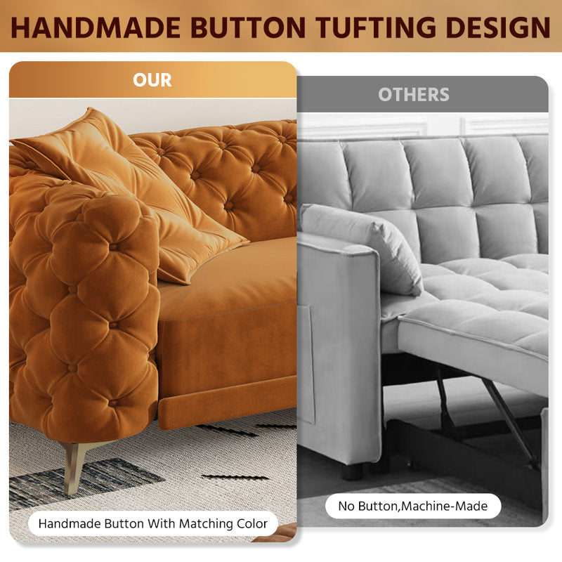 Elegant Chesterfield sofa set in velvet upholstery
