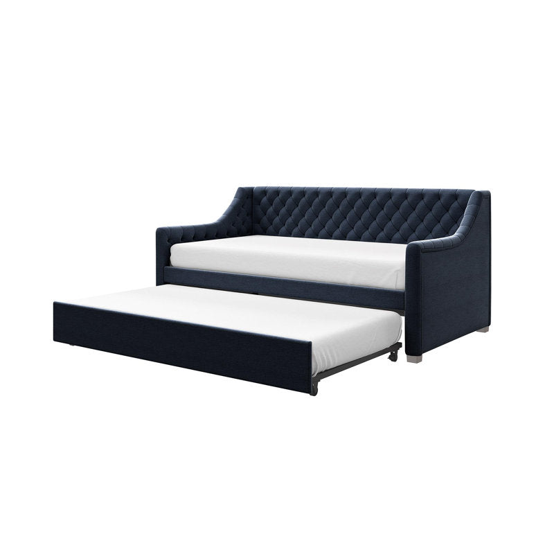 Premium fabric upholstered teak wood sofa bed