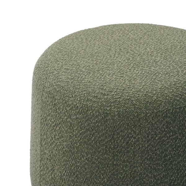 Premium round pouf stool with textured fabric upholstery