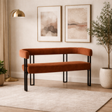 Luxury 2 Seater Metal Frame Sofa Bench | Modern Fabric Upholstered Couch | Sky Rise Decor Designer Seating
