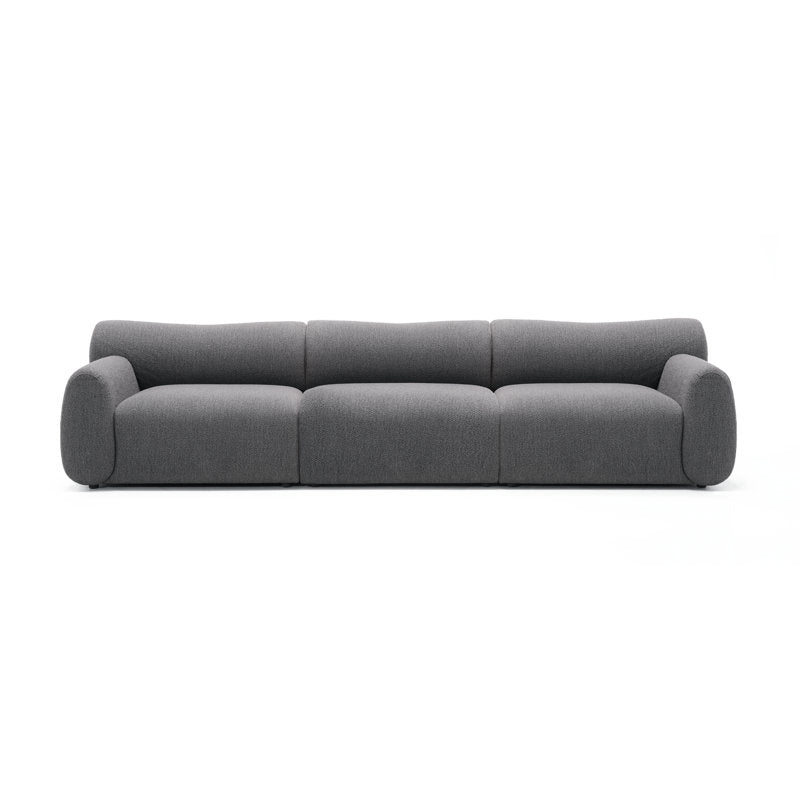 Luxury grey upholstered teak wood sofa