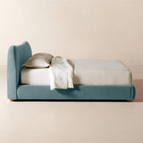 Solid teak wood upholstered bed frame