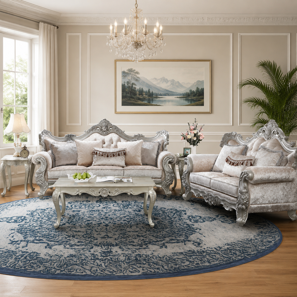 Luxury teak wood royal sofa set for elegant living room