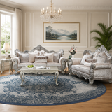 Luxury teak wood royal sofa set for elegant living room