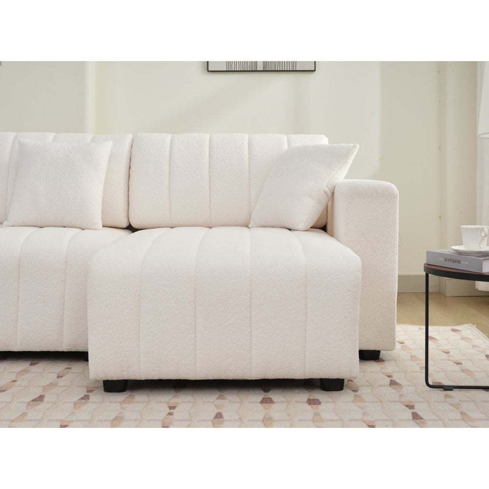 Designer white living room sofa made from solid teak wood