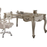 Handcrafted teak wood study desk with antique white finish