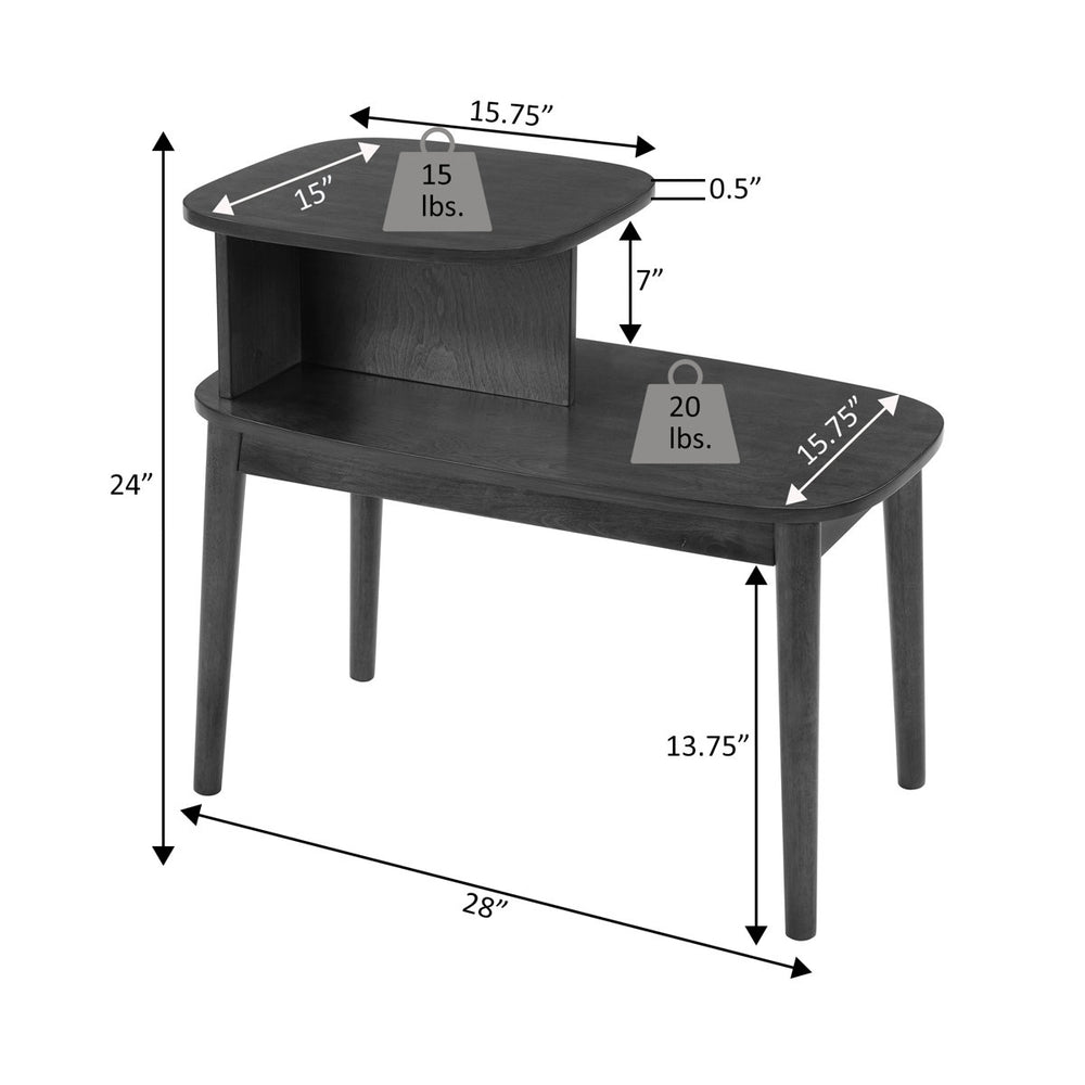 Contemporary teak wood accent table with storage compartment