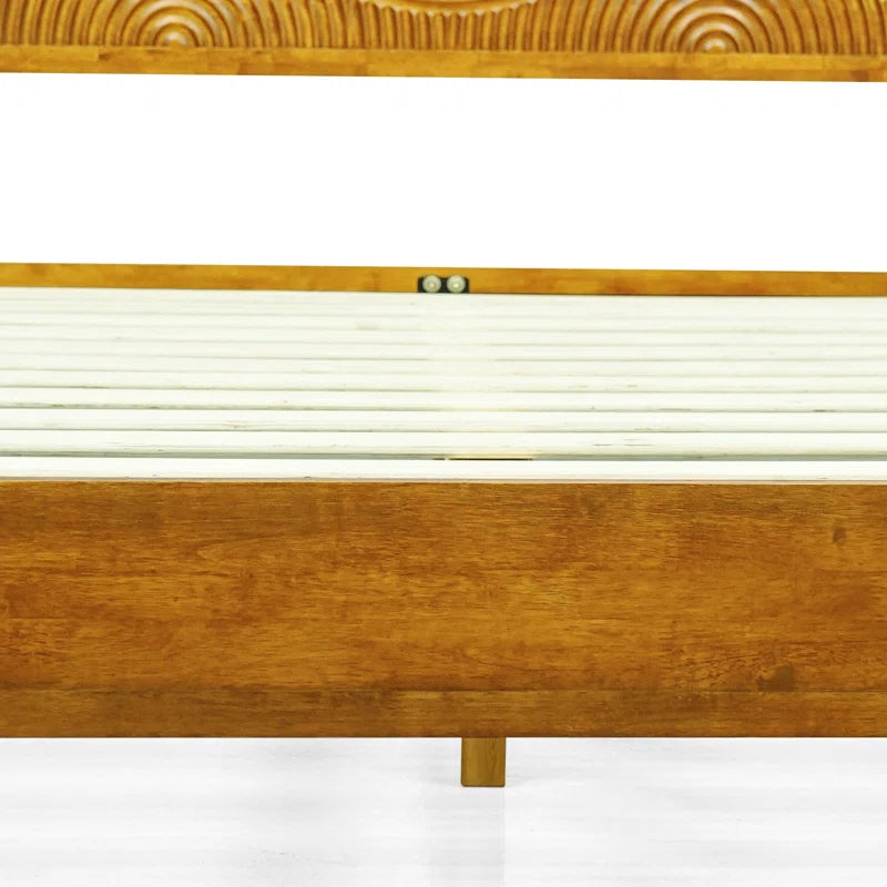 Premium wood bed frame with decorative headboard