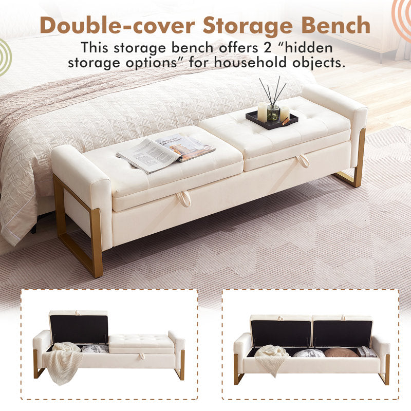 cream color ottoman bench with storage