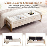 cream color ottoman bench with storage