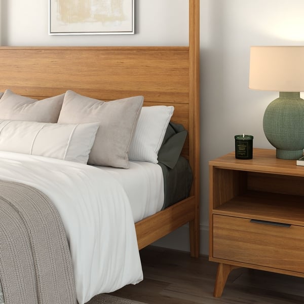 Contemporary wooden canopy bed frame