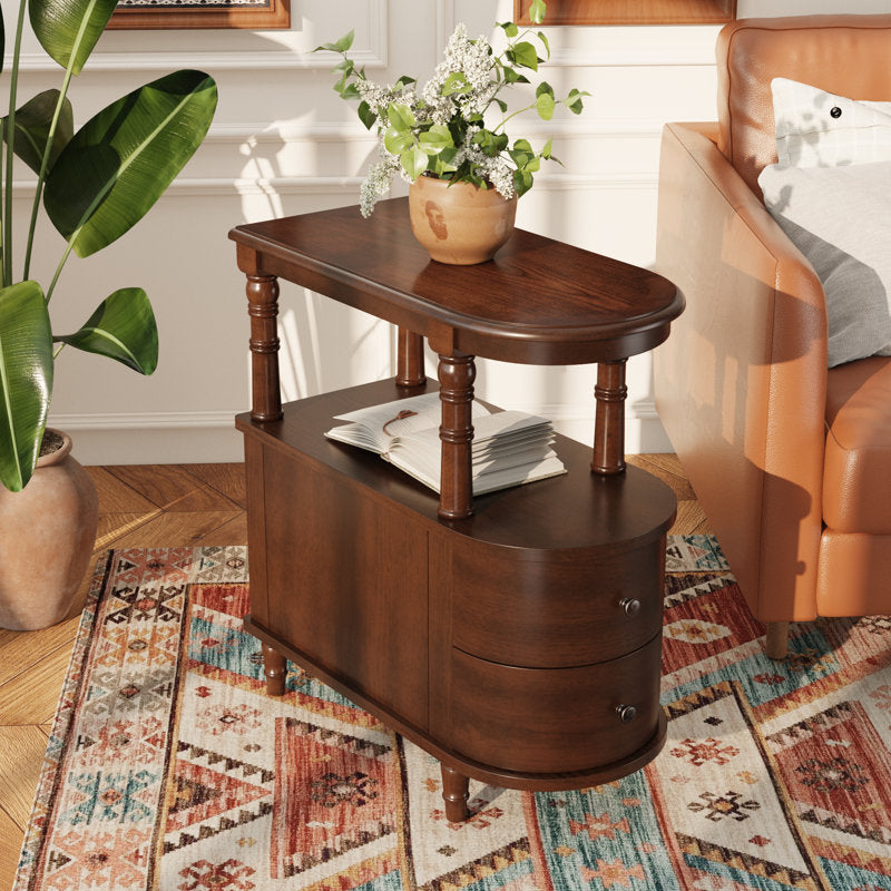 Wooden storage side table for modern living room