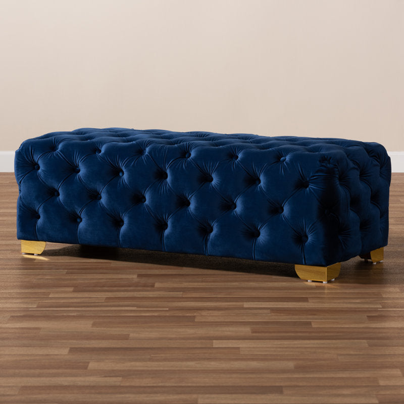 Premium teak wood upholstered ottoman bench