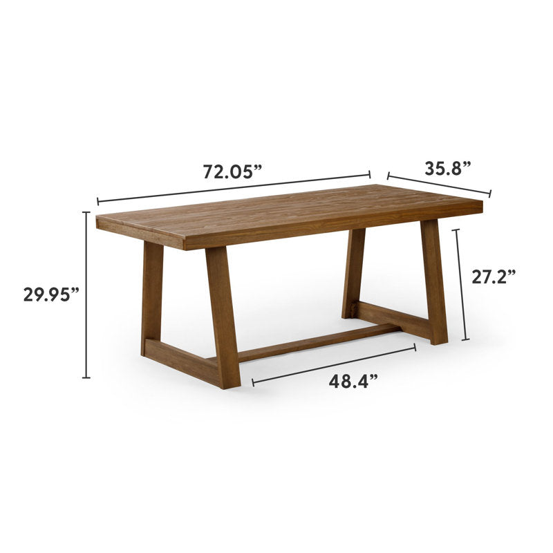 Rectangular teak dining table for 6 people