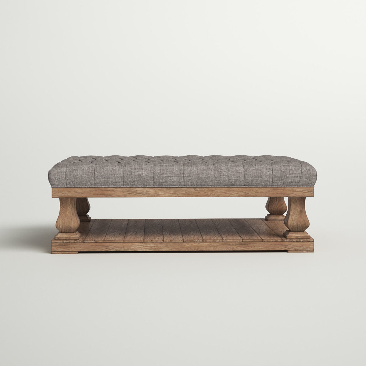 Modern farmhouse teak wood coffee table with fabric cushion