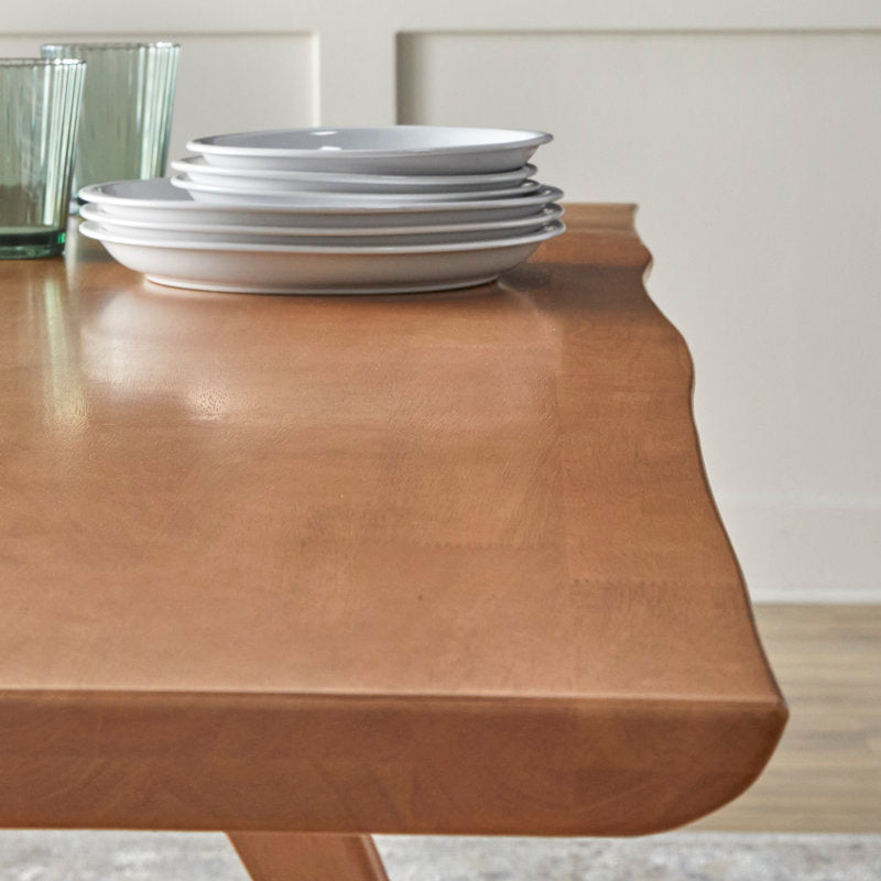 Natural finish teak wood dining room set
