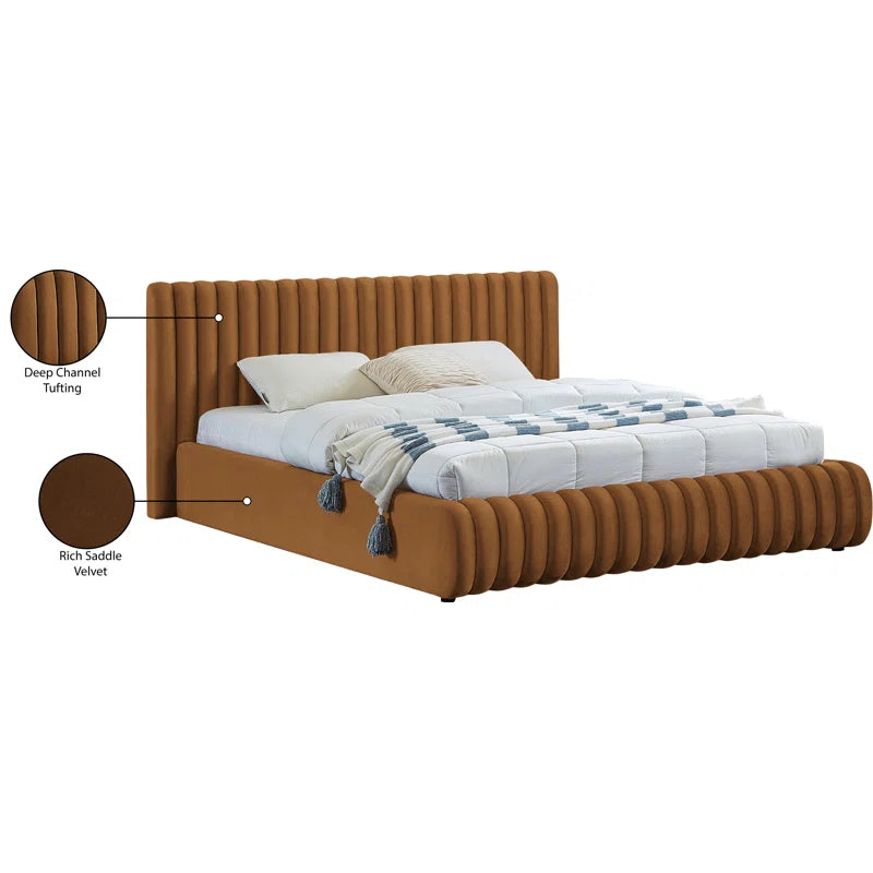 Ribbed footboard upholstered bed for modern homes
