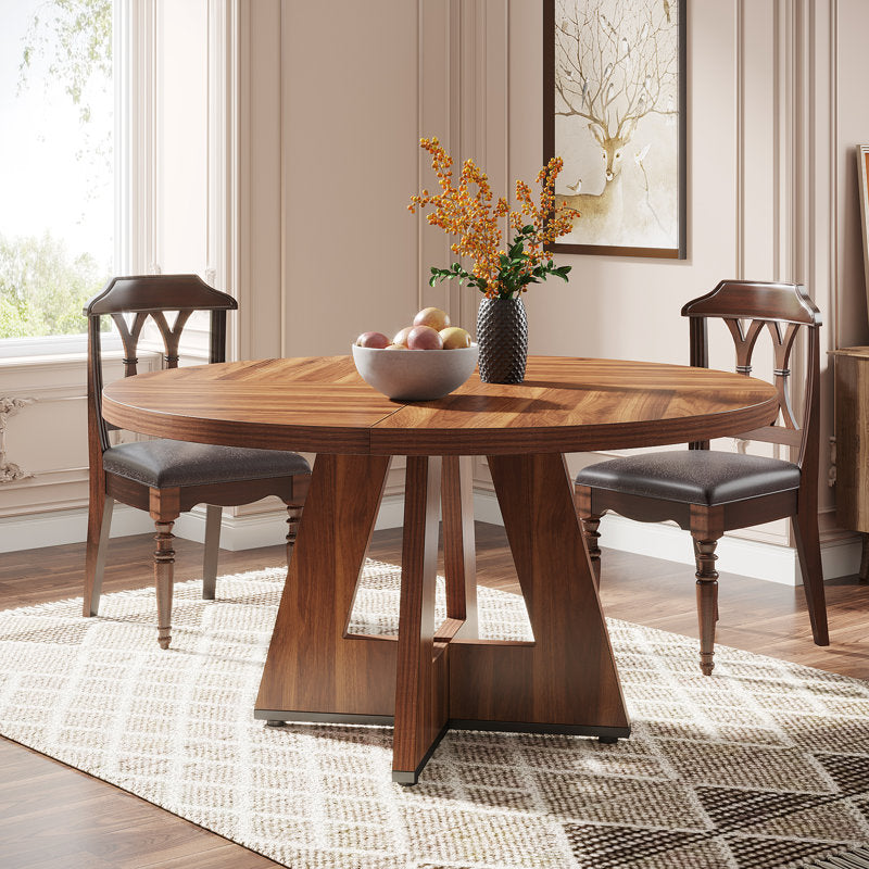 Round wooden dining table modern design